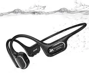 Bone Conduction Swimming Headphones, IP68 Waterproof Earbuds with MP3 Player, Bluetooth 5.4 Open Ear Sport Earphones, Underwater Headphones for Swimming, Running, Cycling (Black)