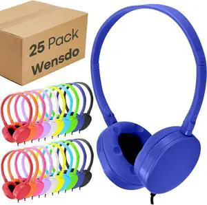 Kids Headphone Bulk 25 Pack Multi Color for Classroom School, Wholesale Durable Earphones Class Set for Students Teens Children and Adult (HY104,25 Mixed)