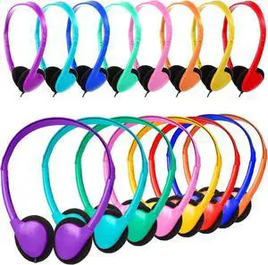 Classroom Headphones Bulk 36 Pack for School Kids,Wholesale Earphones Class Set of Headphones for Students Children Toddler Teens and Adult 3.5mm Jack Multi Color