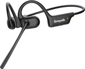 Open Ear Headphones with Mic, Bluetooth Headset with AI Noise Cancellation Microphone Air Conduction Headphones Bluetooth 5.4 Wireless Headset with Mic for Work Call Meeting Driving SportsBlack