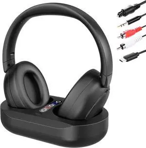 Wireless Headphones for TV Watching with Charging Dock, Easy Setup & Comfortable Fit for Seniors, No Audio Delay Blutooth Headphones Headset (Black)