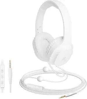 ibrain Air Tube Headphones Air Tube Headset Over The Ear Headphones Wired Airtube Headset with 3.5mm Jack - White
