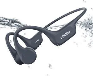 LOBKIN Bone Conduction Headphones, Bluetooth 5.4 Swimming Headphones IP68 Waterproof Earphones Built-in MP3 32G Memory Underwater Wireless Swimming Headphone for Surfing, Running, Cycling (Black)