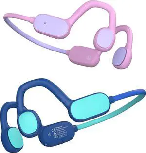 Kids Headphones, Bluetooth 5.2 Air Conduction Open Ear Headphones, 85dB Volume Limiting, Blue Pink