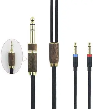 NewFantasia 10ft 6N OCC Copper Silver Plated Upgrade Audio Cable 3.5mm Male and 6.35mm Adapter Compatible with Hifiman Ananda, Arya, Sundara, HE400SE, HE4XX, Edition XS Headphone (2 x 3.5mm Version)
