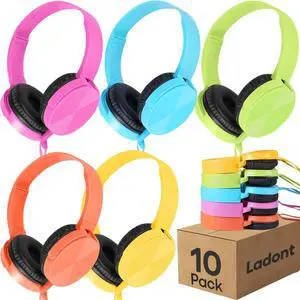10 Pack Bulk Headphones for Classroom, Kids Wired Headphone for School Students K-12, Affordable Classroom Headphones, Multi Color On-Ear with 3.5mm Plug,Perfect for Schools/Libraries/Museums