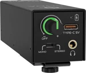 Wired in-Ear Monitor Amplifier - Single Channel Rechargeable Headphone Amp with USB-C, LED Volume Knob, XLR/TRS Inputs, Included Rechargeable AAA Batteries, Personal IEM Amp for Musicians by CODA