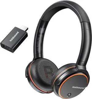 Holdsound Wireless Headphones for TV Watching, BKM600 TV Headphones Wireless with Bluetooth USB Transmitter, Instant Audio Sync, Plug and Play, Higher Volume, 165ft Range,Ideal Gift for Elderly,Orange