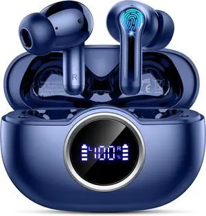 Wireless Earbuds, 2025 Bluetooth 5.4 Headphone 3D Bass Hi-Fi Stereo Ear Buds, 4 ENC Noise Cancelling Mic, 40H 3g USB-C in-Ear Earphone, IP7 Waterproof Workout Sport for Laptop Pad Android iOS, Blue
