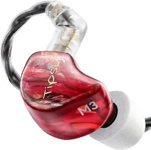 Tipsy M3 Professional IEM for Musicians, 2BA + 1DD Drivers, 36dB PNC, IPX5, Acoustic-Runway Technology, Skin-Friendly Resin, Detachable 0.78mm 2-pin Cable(No Mic, Red)