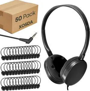 50 Pack Bulk Classroom Headphones for Kids Students School, Wholesale Wired On-Ear Headphones for Children Toddler Boys Girls Chromebook Laptop PC
