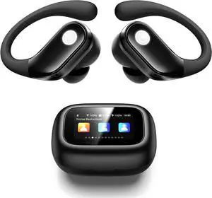Wireless Earbuds, ANC Noise Cancelling Sport Ear Buds with Multifunctional Touch Screen, Bluetooth 5.4 Headphones, Bass Stereo Sound, 5 EQ Over The Ear Earbuds for Sports/Workout/Gym-Black