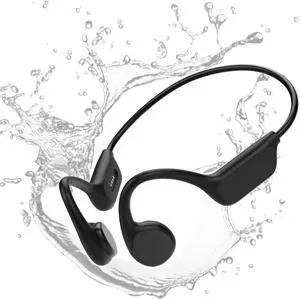 Bone Conduction Headphones Sports Headset Open-Ear Bluetooth 5.4 Wireless Swimming Earphones with Built-in Mic 32G Memory Magnetic Charging IPX8 Waterproof for Workout Running Cycling (Pure Black)