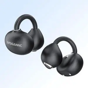 A11 Open Ear Clip-On Earbuds Bluetooth 6.0 Lightweight Comfortable Sound Powerful Calling Clear Waterproof Smart Display Design for Sports Running - Black