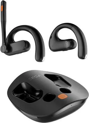 S30 Bluetooth Open-Ear Air-Conduction Headset with Microphone, True Wireless with Charging Case, Black