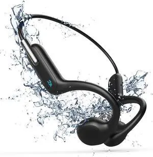 Bone Conduction Headphones, Wireless Open-Ear Headphones Bluetooth 5.3 MP3 Play Built-in 32GB Memory, IPX8 Waterproof Sports for Workout Swimming Running, Black