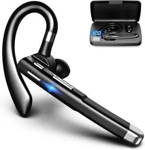 Bluetooth Headset for Cell Phones 500Hrs Standby Time with LED Charging Case 270 Degrees Rotatable Mic Hands Free Bluetooth 5.4 Version (Ivory Black)