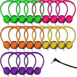 60 Pack Class Set Headphones for Kids Students School Classroom Headphones Bulk Earphones Adjustable with 3.5 mm Jack for Library Children Adults (Multi Color)
