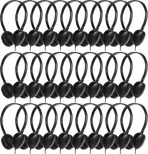 Bulk Classroom Headphones for Kids School 25 Pack,Wired On-Ear Headphones for Classroom Student,Clear Sound 3.5mm Jack for Online Learning (Black)