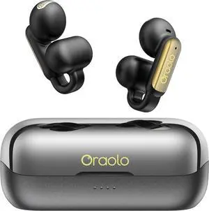 Oraolo OE02 Wireless Earbuds, Crystal Clear Call, USB-C Charging, Bluetooth 6.0 Open Earphones with ENC, IPX5 Waterproof Wireless Clip-on Earbud, 32H Playtime Earbuds (Black)