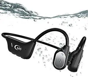 Bone Conduction Headphones Open Ear Waterproof Swimming Headphones Bluetooth 5.4 with Built-in MP3 Player 16G Memory Open Ear Sports Headset for Underwater Running Cycling and More Activities