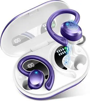 Wireless Earbuds Bluetooth 5.4 Headphones Sport, 2025 Bluetooth Earbuds with Earhooks, 48H Stereo Over Ear Buds, Earphone with 4 ENC Noise Canceling Mic, IP7 Waterproof Headset for Running/Gym/Workout
