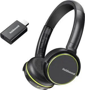 Holdsound Wireless TV Headphones for Seniors - BKM600 Comfortable & Lightweight On-Ear Design with Multi-Output USB Transmitter (Optical/AUX/RCA/USB), Green
