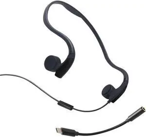 Bone Conduction Headphones Wired, Open Ear Sports Bone Conduction Earbuds, 3.5mm Jack with Type C Adapter Cable, for Running Cycling Workouts