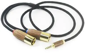 NewFantasia 4.4mm Balanced Male to 2 XLR Male Audio Adapter Cable 6N OCC Copper Silver Plated Cord Walnut Wood Shell 4.4mm to 2 XLR Balanced Cable 1.5m/4.9ft/59inches