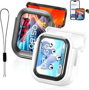 NE20 Earbuds, NE20 Translation Earbuds, with 140 Language AI Translator Real Time, Bluetooth 5.4 Earphone, LCD Touch Screen Sport Wireless Headphones, IPX6 Waterproof for Travel Business (Black+White)