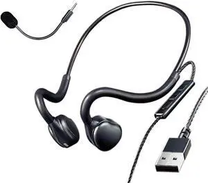 H08A Open Ear Wired Headphones for School Stereo Gaming Headset Air Conduction Lightweight Design Prefect for Homework,Study,Work,Game(Enhanced Plug-in Mic)