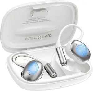 Open Ear Wireless Bluetooth 5.4 Headphones,Ear Buds with ANC & Spatial Stereo Mode, Lightweight IPX5 Waterproof Earbud with 36H Playtime,Sport Headphone for Running, Workout, Cycling (White)