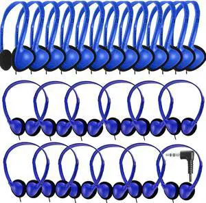 CN-Outlet 100 Pack Classroom Headphones Bulk for Kids School Class Set Headsets for Students Teens Toddler Childeren and Adults, Wholesale 3.5mm Pulg Wired Earphones-Upgrade (Dark Blue, 100 Pack)