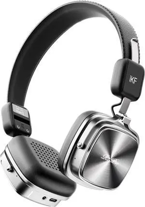 R2 Pro Retro Metal Leather Wireless Headphones with ANC -45dB, 40mm HiFi Drivers, 75H Playback, Bluetooth 5.4 & AUX, Customizable Lighting, ENC 5-Mic Clear Calls, Low Latency,App Control, Black