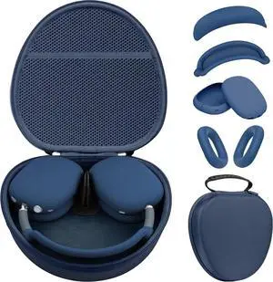 Smart Case for Apple AirPods Max Supports Sleep Mode, with Ear Pad Case Cover/Ear Cups Cover/Headband Cover Silicone Accessories for AirPods Max Headphones,Hard Portable Carry Travel Storage Bag, Blue
