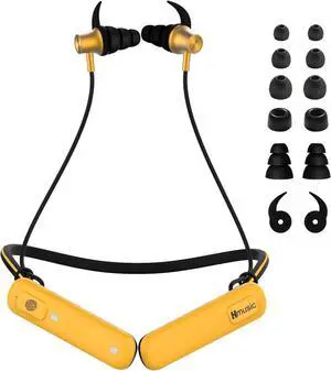 Hmusic H23Pro Neckband Bluetooth Headphones, IPX7 Waterproof, 30dB Tri-Flange Earplug Headphones, 80H Long Battery Life Earphones w/ENC Mic, Ear Protection Neck Earbuds for Mowing/Jobsite/Outdoor