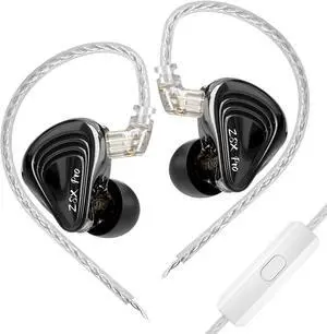 KZ ZSX Pro in-Ear Monitor, 5BA+1DD Hybrid Drivers Headphones, HiFi Bass Noise Isolation IEM, Clarity in All Frequency Stereo Sound Comfortable Earphones for Audio Engineers (Mic)