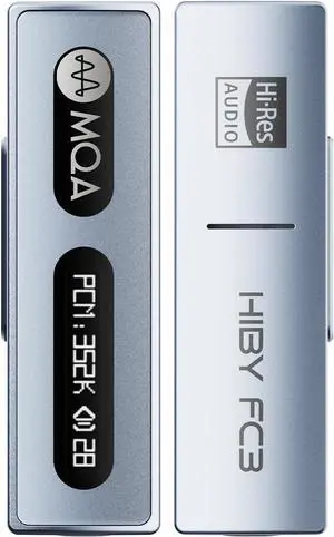 HiBy FC3 USB DAC with Display Hi-Res Audio 112mW Output Power Support PCM DSD MQA dongle for iPhone/MAC/Android/Windows(Blue)