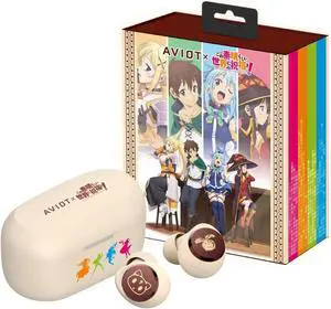 AVIOT KonoSuba: God's Blessing on This Wonderful World! Wireless Earbuds TE-D01v-KSB, Officially Licensed (Exclusive Edition) Special Package, Design, Japanese Special Voice, Noise Canceling Earbuds