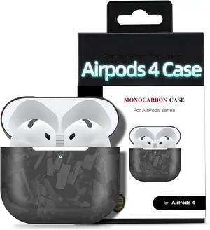 MONOCARBON Real Forged Carbon Fiber Case for Airpods 4,Ultra Light & Thin/Scratch Resistant Protective Hard Cover for 2024 New 4th Generation Airpods,Compatible with MagSafe Wireless Charging