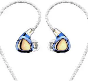 SHANLING SONO Headphones Wired Earbuds,in Ear Monitor Hi-Res 2DD+1BA IEMs,in-Ear Earphones,Triple Dynamic Hybrid Lossless Earphones,2 pin 0.78mm,3.5mm Plug,Two Pair Replaceable Tunning Nozzles-Blue