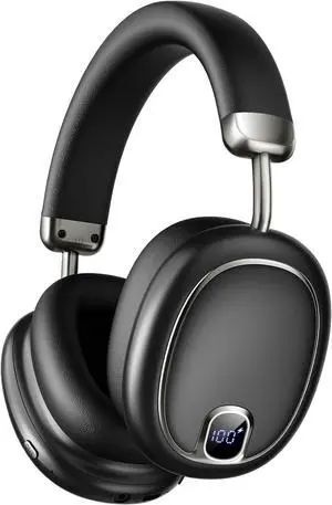 Active Noise Cancelling Headphones,100H, Bluetooth 5.4 Headphones Over Ear, LED Display Wireless Headphone with Mic, Transparency Mode, Low Latency, HiFi Audio, Earbuds for Travel Game Office, Black