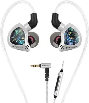 HZSOUND Ginkgo Dual-Driver in Ear Monitor Headphone, HiFi IEMS with PVD-Coated Composite Diaphragm, Piezoelectric Ceramic Driver, Interchangeable Tuning Nozzles, Colorful Resin Shell (3.5mm with mic)