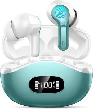 Wireless Earbuds Bluetooth Headphones, 2025 Hi-Fi Stereo Deep Bass Ear Buds, 4 ENC Noise Cancelling Mic, USB Fast Charging in-Ear Earphones, IP7 Waterproof Workout Sport for Laptop Pad Android iOS