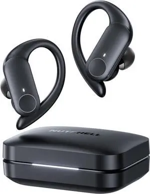 NUTSHELL NS18 Wireless Earbuds for Workouts, 12H Non-Stop Playback, Sweat-Resistant, Customized App for Your Preferences Settings, 13mm Drivers with Deep Bass, Clear Calls, Bluetooth 5.3 (BLK)