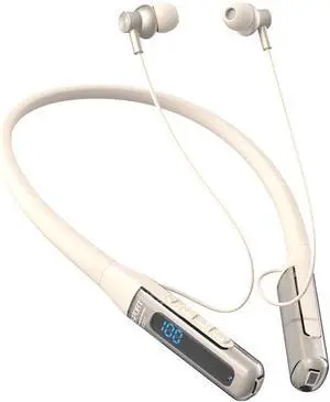 Sports Bluetooth Headphones Ultra-Long Battery Life Wireless in-Ear Hanging Neck Style Noise Reduction Ultra-Long Battery Life Digital Display White