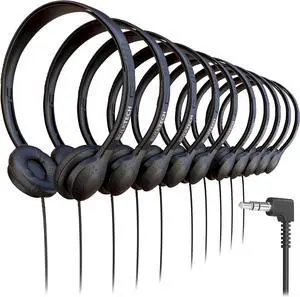 20 Pack Bulk Wired On-Ear Leather Headphones with 3.5mm Connector, Black