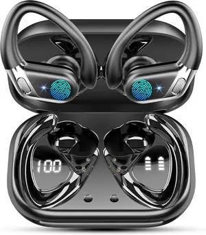 Wireless Earbuds, Bluetooth 5.4 Headphones Sport with ENC Noise Cancelling Mic, 50 Playback Over-Ear Buds Deep Bass, Earphones with Earhooks, IP7 Waterproof Fitness Headset for Gym Running Workout