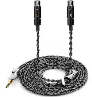 Audio Cable,8N Single Crystal Silver-Plated Mixed Cord Compatible with Audeze LCD-3 LCD-4 LCD-X LCD-XC MEZE Empyrean Elite Kennerton Thror Vali Headphone 3.5mm Plug, Dark Grey
