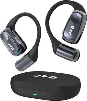 JVD Wireless Open Ear Headphones,Bluetooth 5.4 Sport Earbuds with Flexible Ear Hook,2 Mics for Clear Sound,IPX5 Sweat-Proof,30Hrs Playtime,Long Wearing Comfort for Running Fitness Working,Black